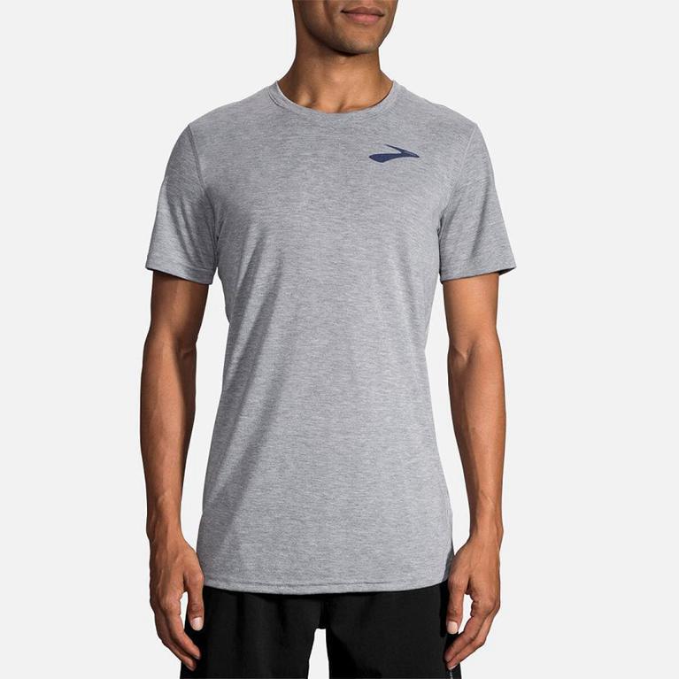 Brooks DISTANCE GRAPHIC Short Sleeve Running Shirt Mens Online - Grey (CNO016324)